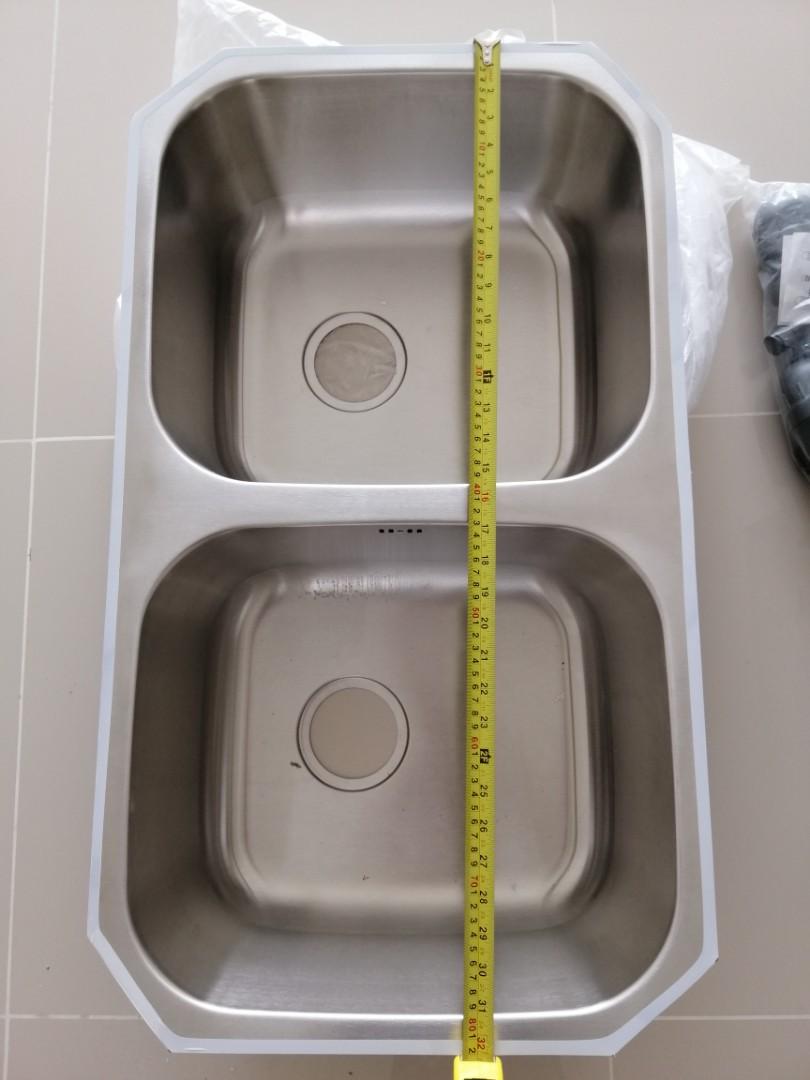 Stainless Steel Double sink/insulation pad/overflow protection
