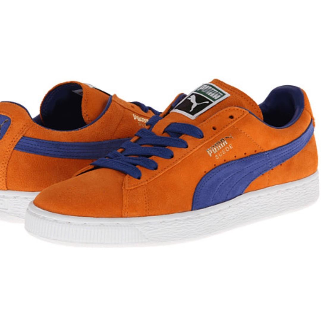 blue and orange puma suede