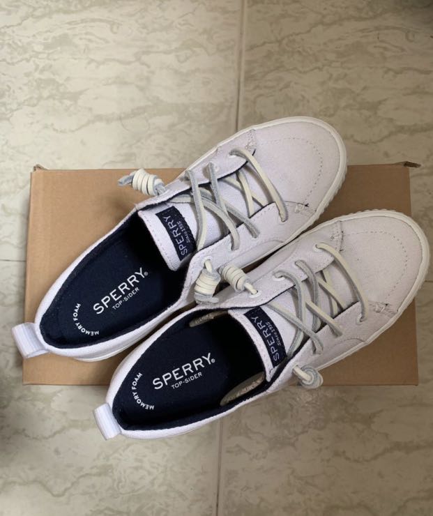 Sperry Crest Vibe Creeper Linen Sneakers White Women s Fashion