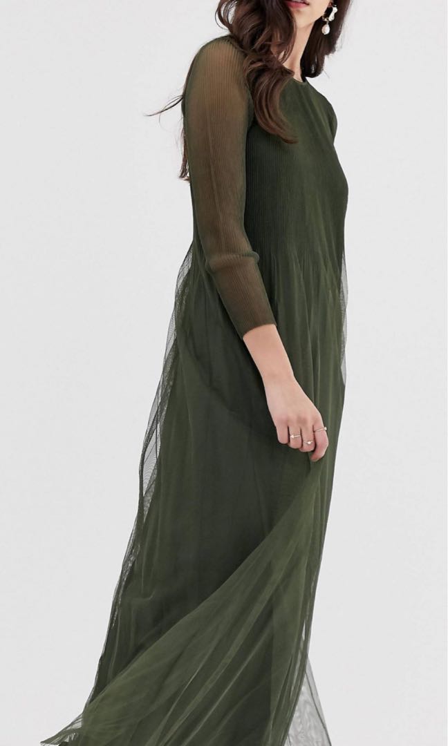 Yas pleated maxi dress cheap