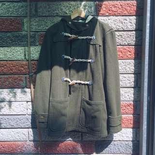 二手 🇬🇧 / 木釦 牛角釦外套 軍綠 ASOS