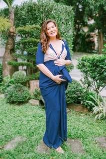 Maternity gown skirt top blue nude pink