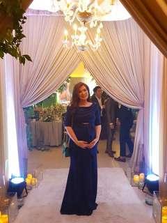 Maternity gown for rent or sale blue top skirt