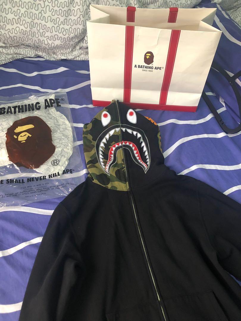 Bape applique cheap shark hoodie