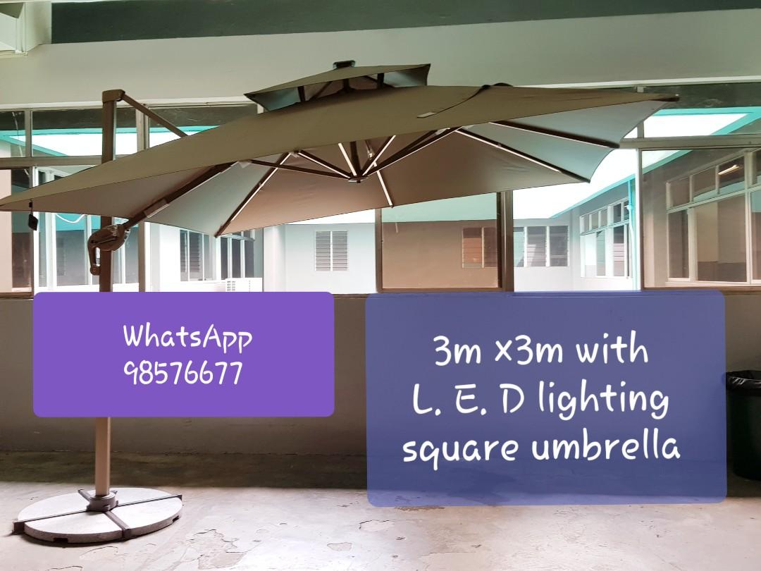 Brand New Sunray Outdoor Patio Parasol 3m 3m Square Led Double Top Umbrella Furniture Others On Carousell