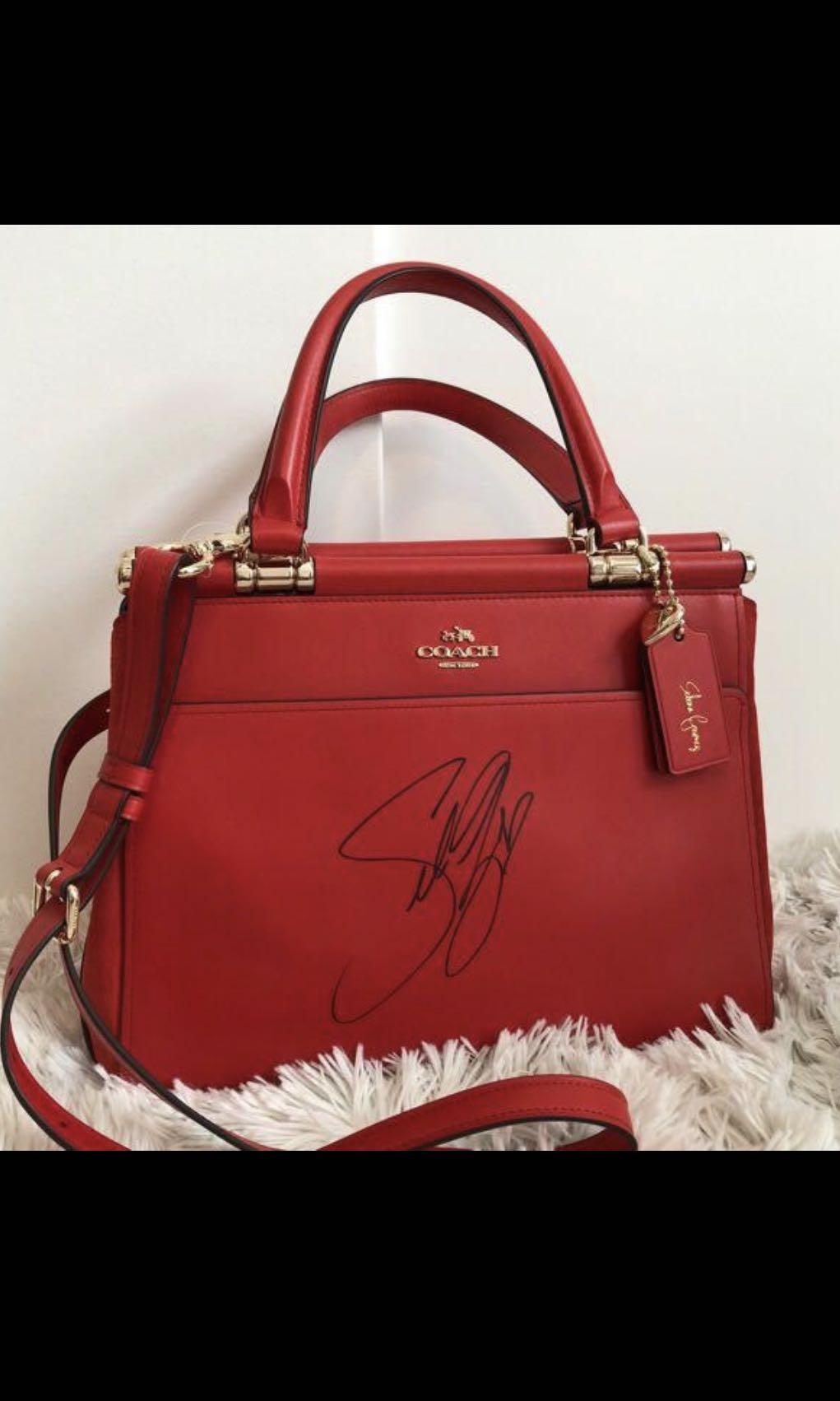 coach selena gomez red bag