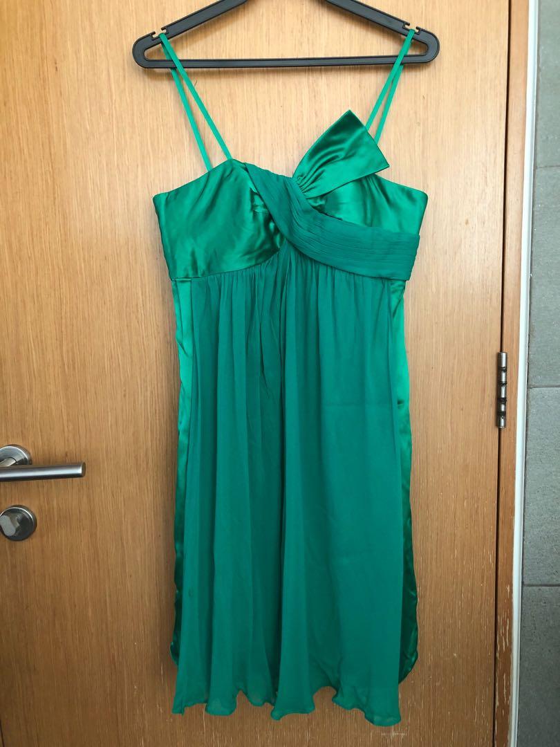 Emerald Green Short Cocktail Dress Chiffon And Silk Women S