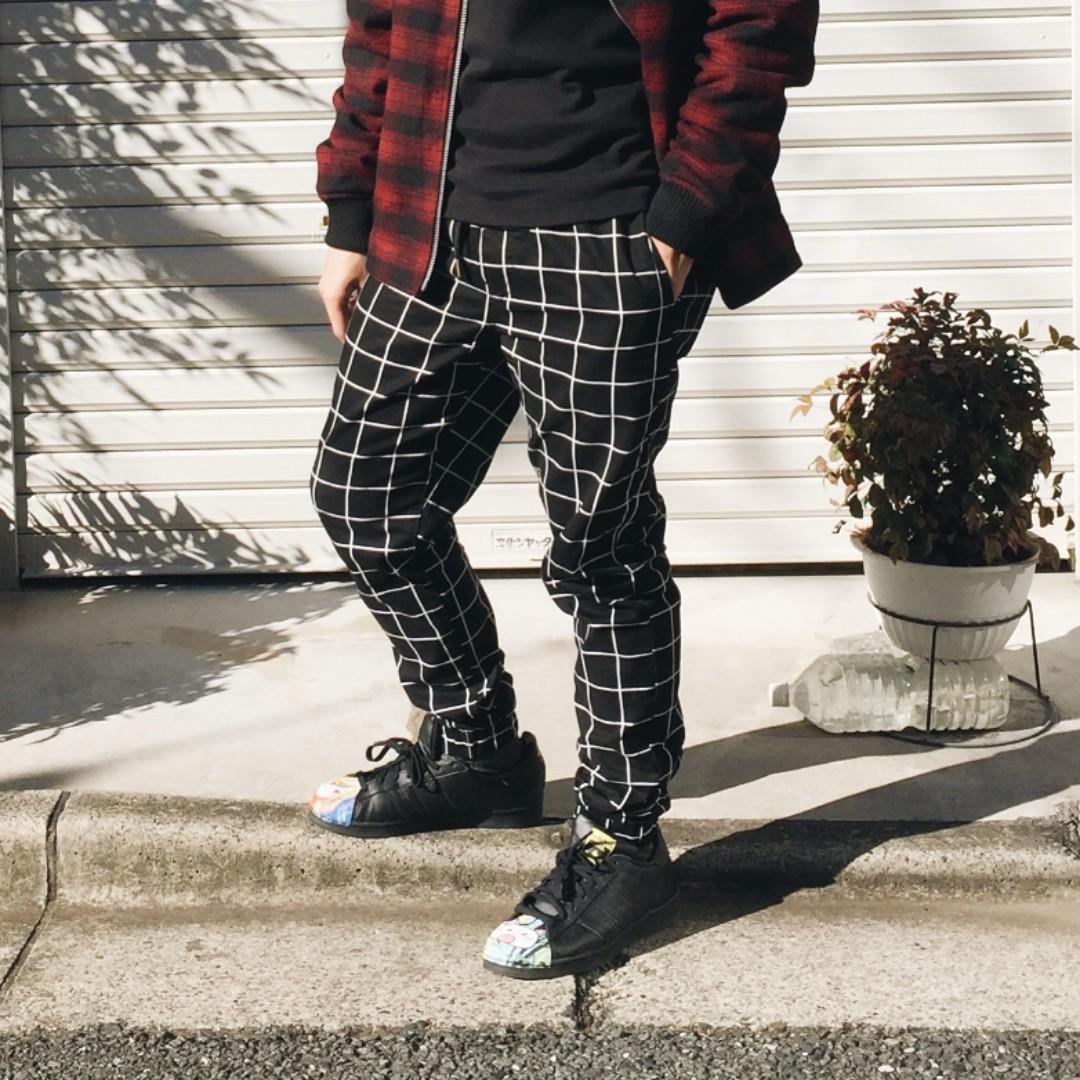 Forever 21 (21MEN) Grid Pants, Men's 