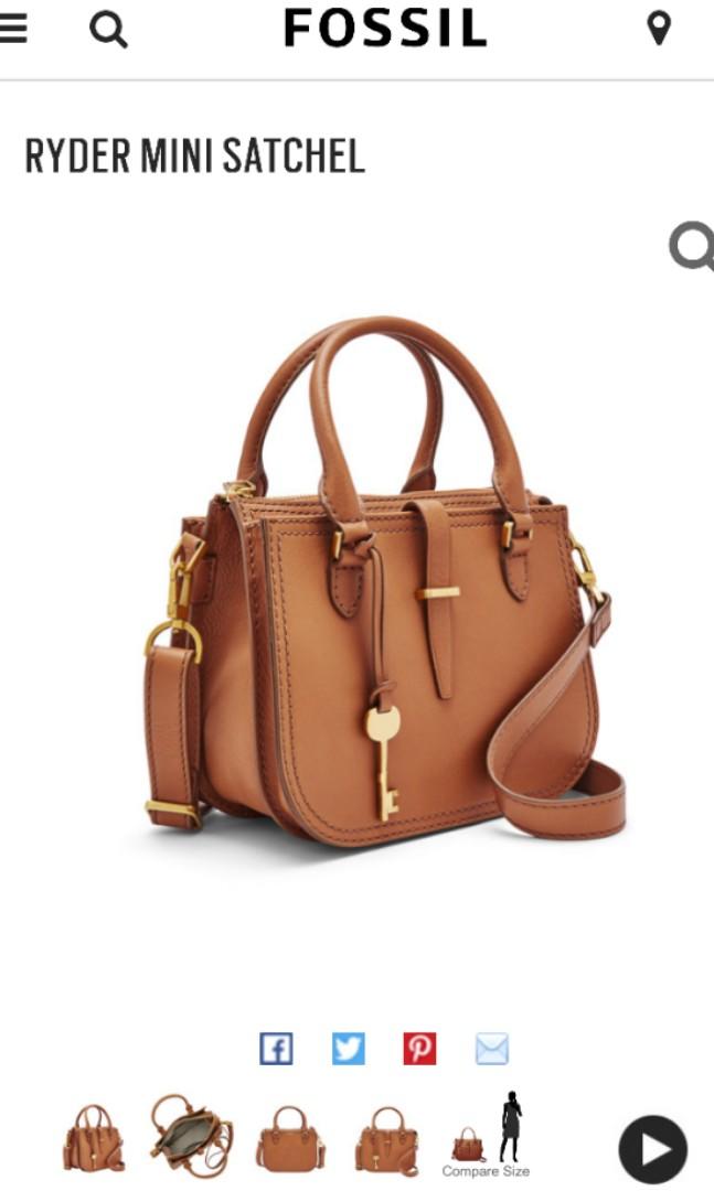 Fossil ryder mini satchel tan store