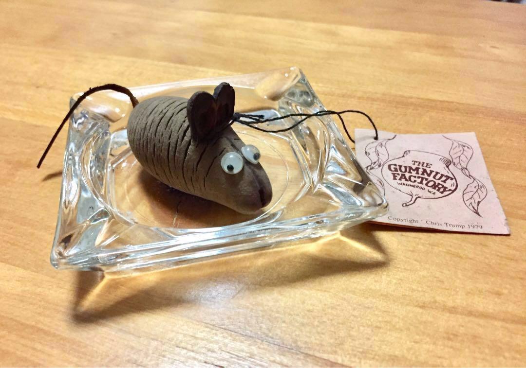 Gumnut Rat On Clear Glass Ashtray Vintage Everything Else On