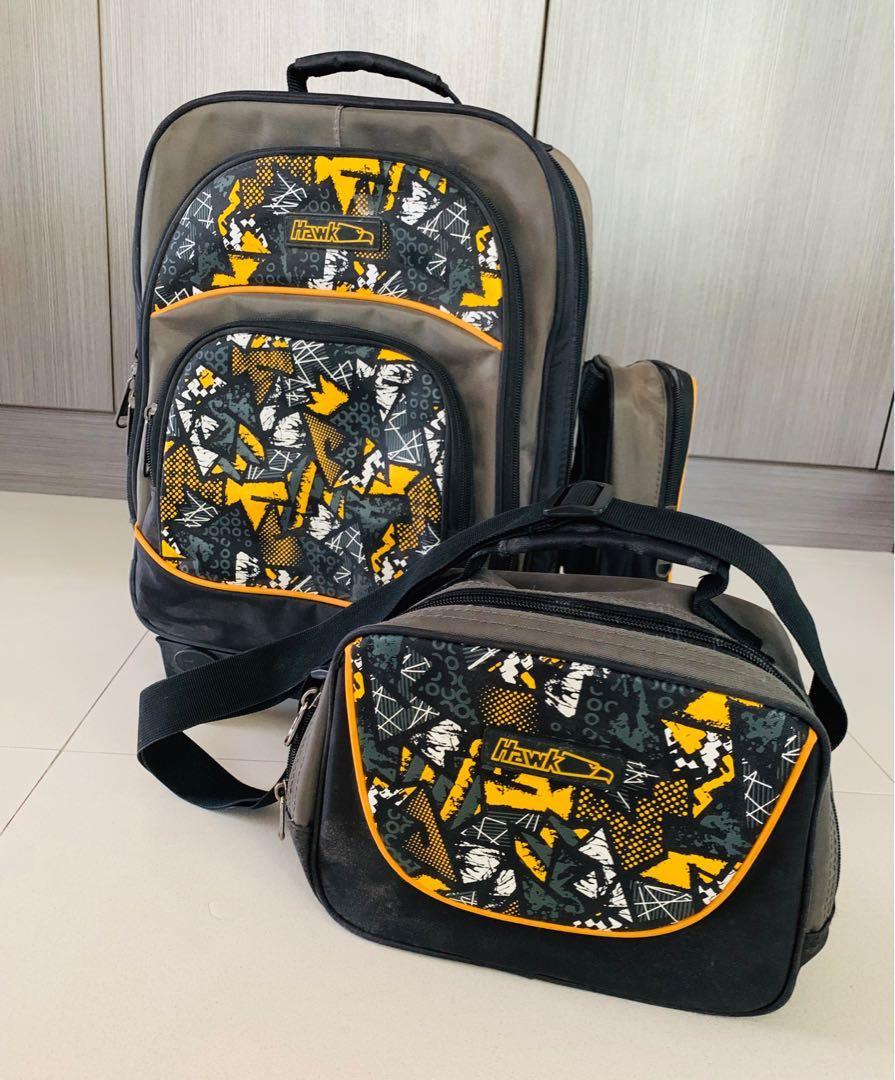 Hawk School Bag Trolley with Lunchbag and Raincover Babies Kids Going Out Diaper Bags Wetbags on Carousell