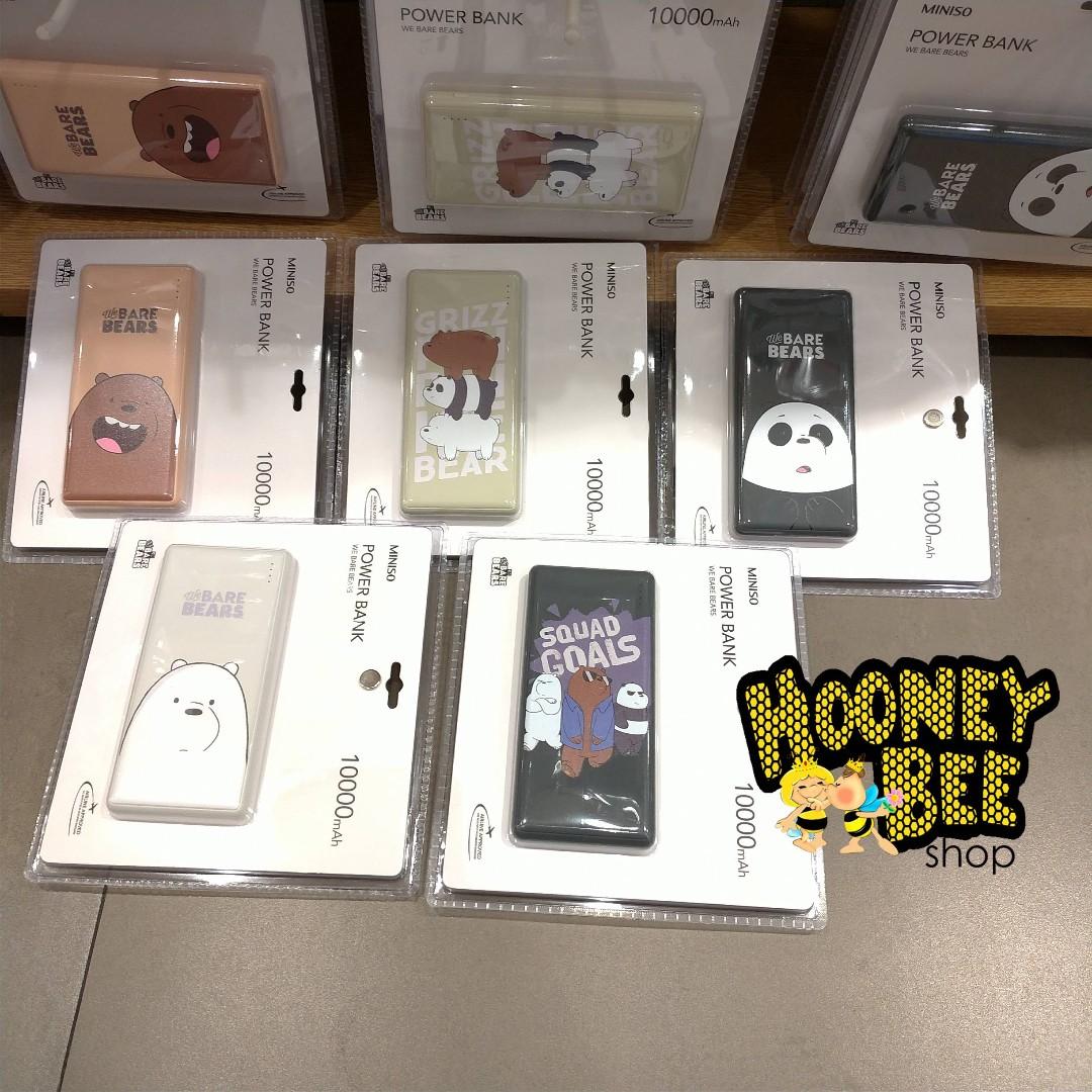 Miniso Powerbank 10000 Mah We Bare Bears Power Bank Telepon Seluler Tablet Aksesoris Tablet Handphone Power Bank Charger Di Carousell