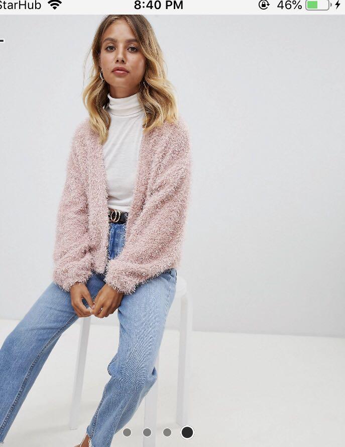 New look pink fluffy cardigan Women s Fashion Coats Jackets and