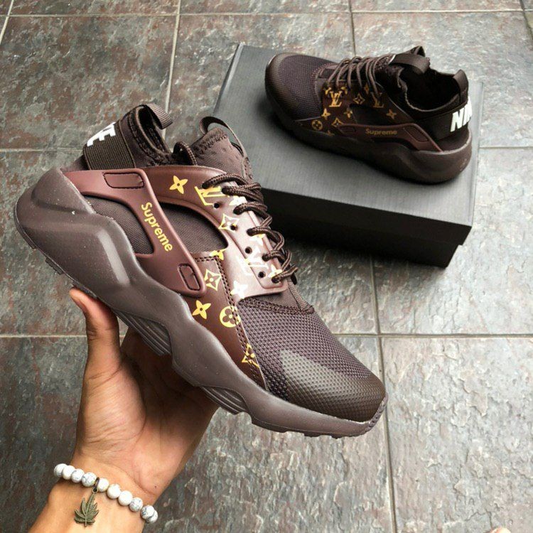 Nike Air Huarache X LV Supreme / Dark Brown Men's Shoes Women's