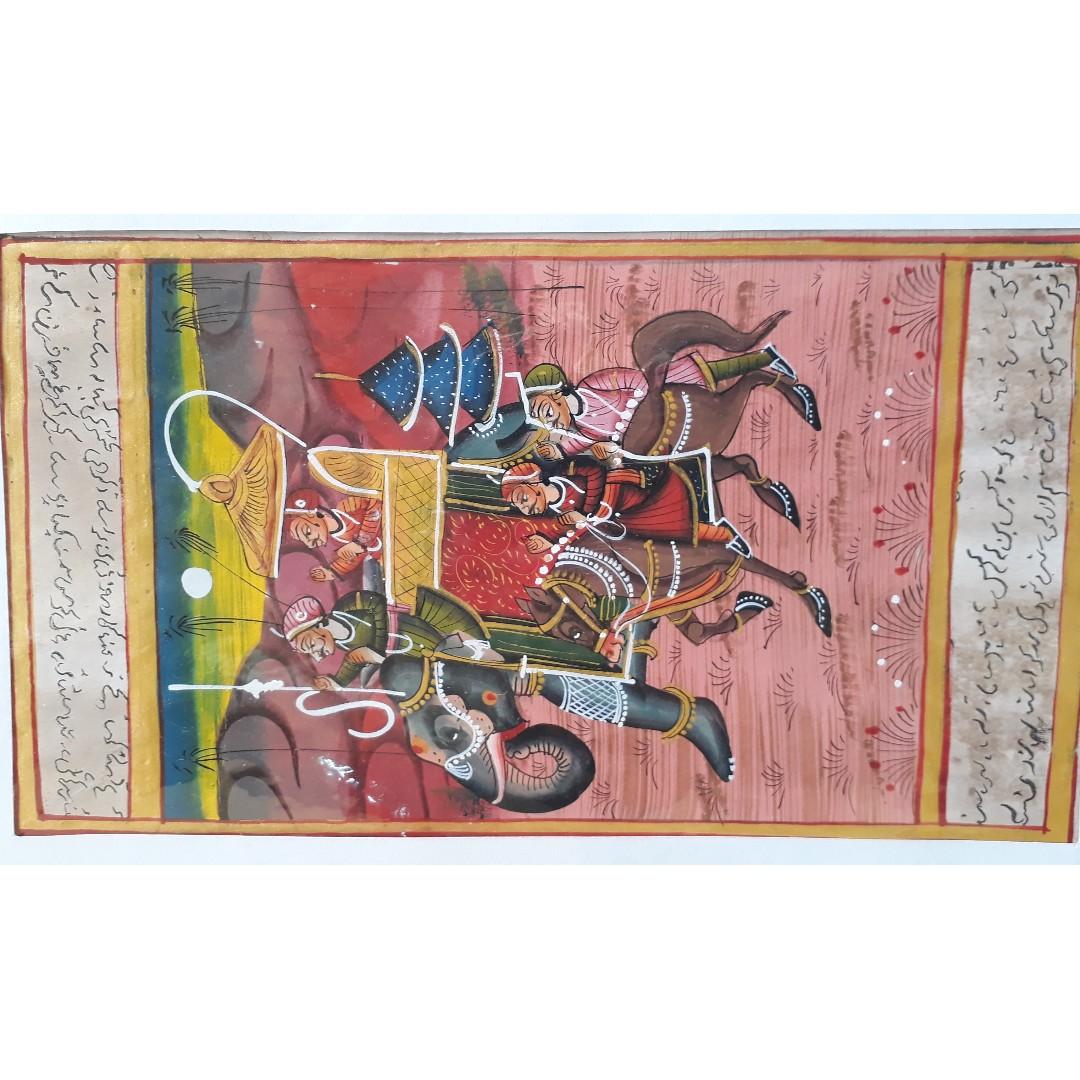 Oil Painting On Cloth Maharaja King On Elephant Decorative