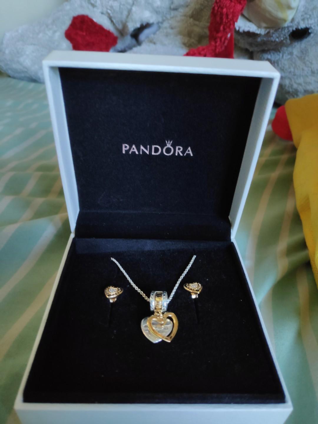 Pandora Necklace and Earrings Set (with 