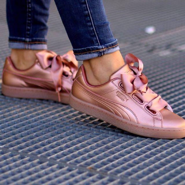 Puma basket sales heart copper rose