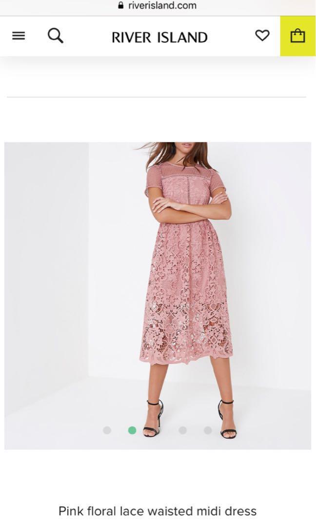 River island pink online lace dress