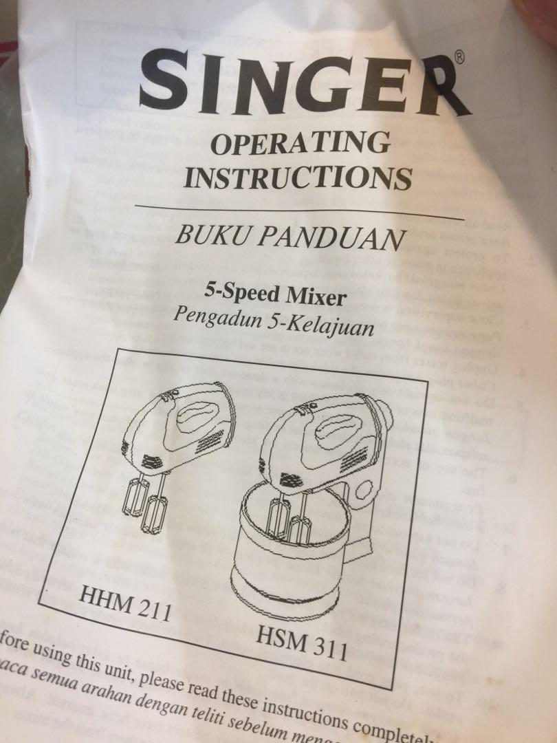 SINGER 5Speed Hand Mixer, TV & Home Appliances, Kitchen Appliances