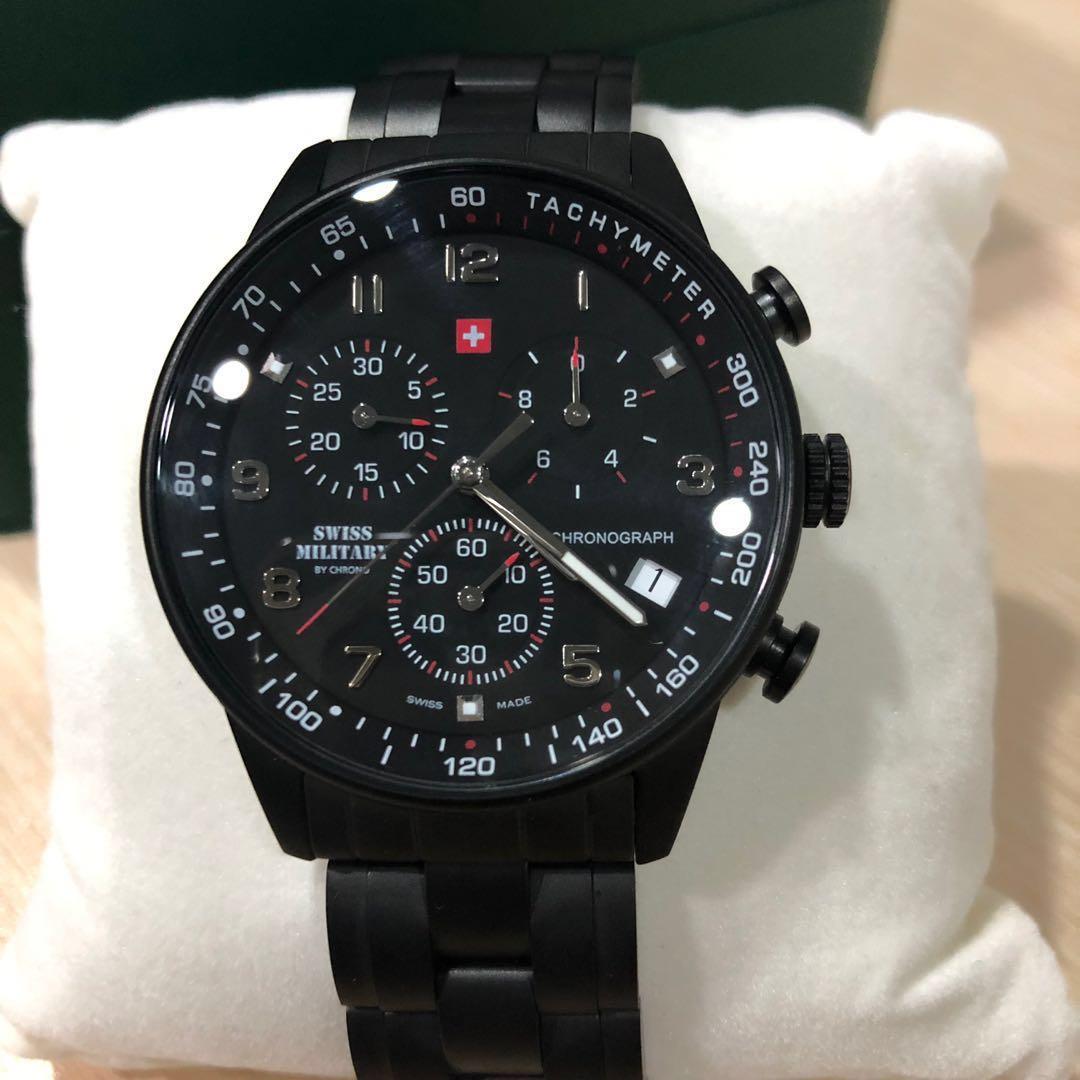 Swiss military black sales watch