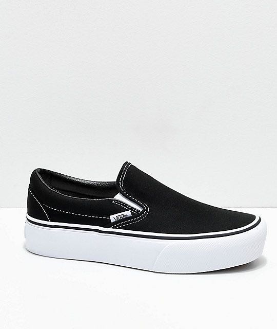 Vans black platform slip ons clearance