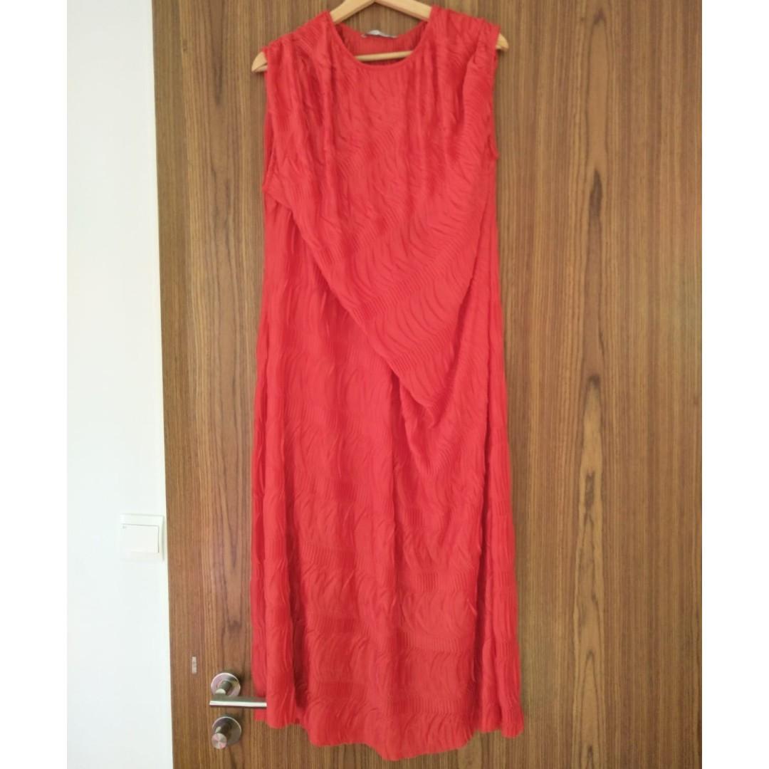red maxi dress zara