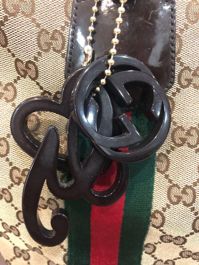 Promotion'Authentic Gucci Neverfull Tote Bag With Charm, Luxury