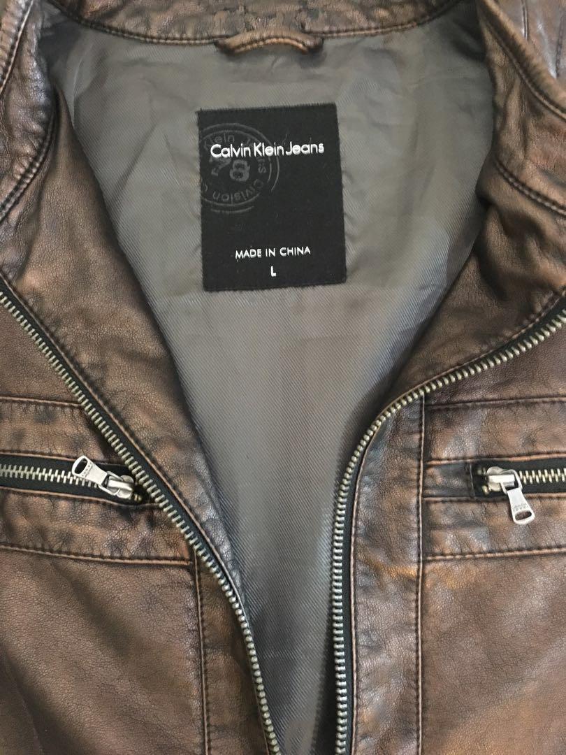 calvin klein faux leather