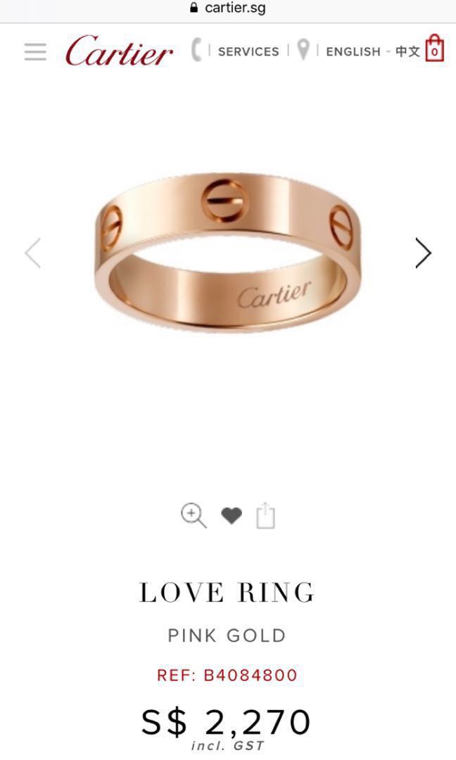 how much is cartier love ring in singapore