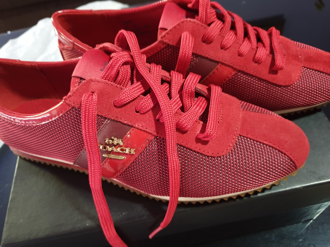 coach red sneakers