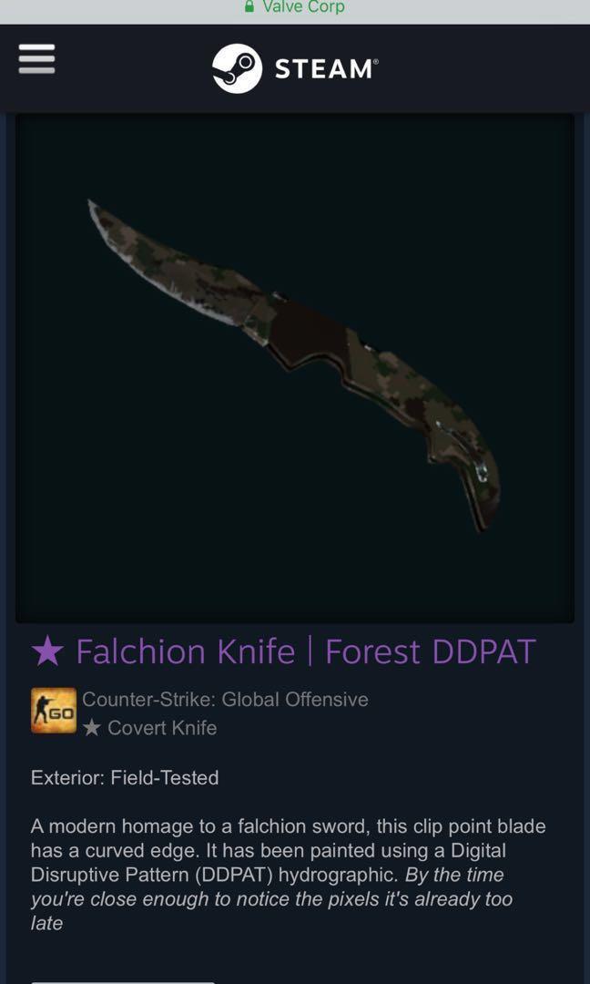 Csgo Knife Falchion Knife Forest Ddpat Ft Toys Games Video Gaming In Game Products On Carousell - counter blox roblox offensive knifes toys games video