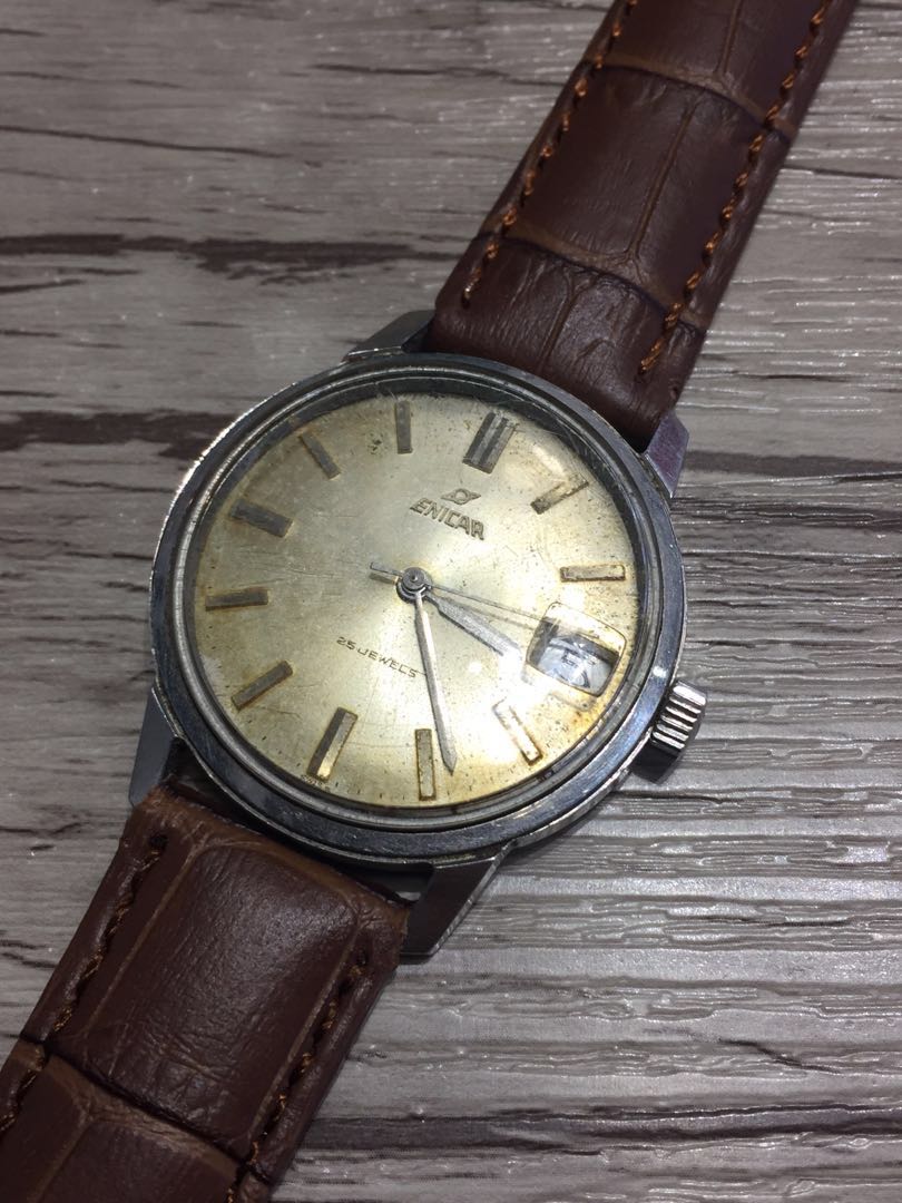 Enicar 25 Jewels Automatic Date Vintage Watch Women s Fashion Watches Accessories Watches on Carousell