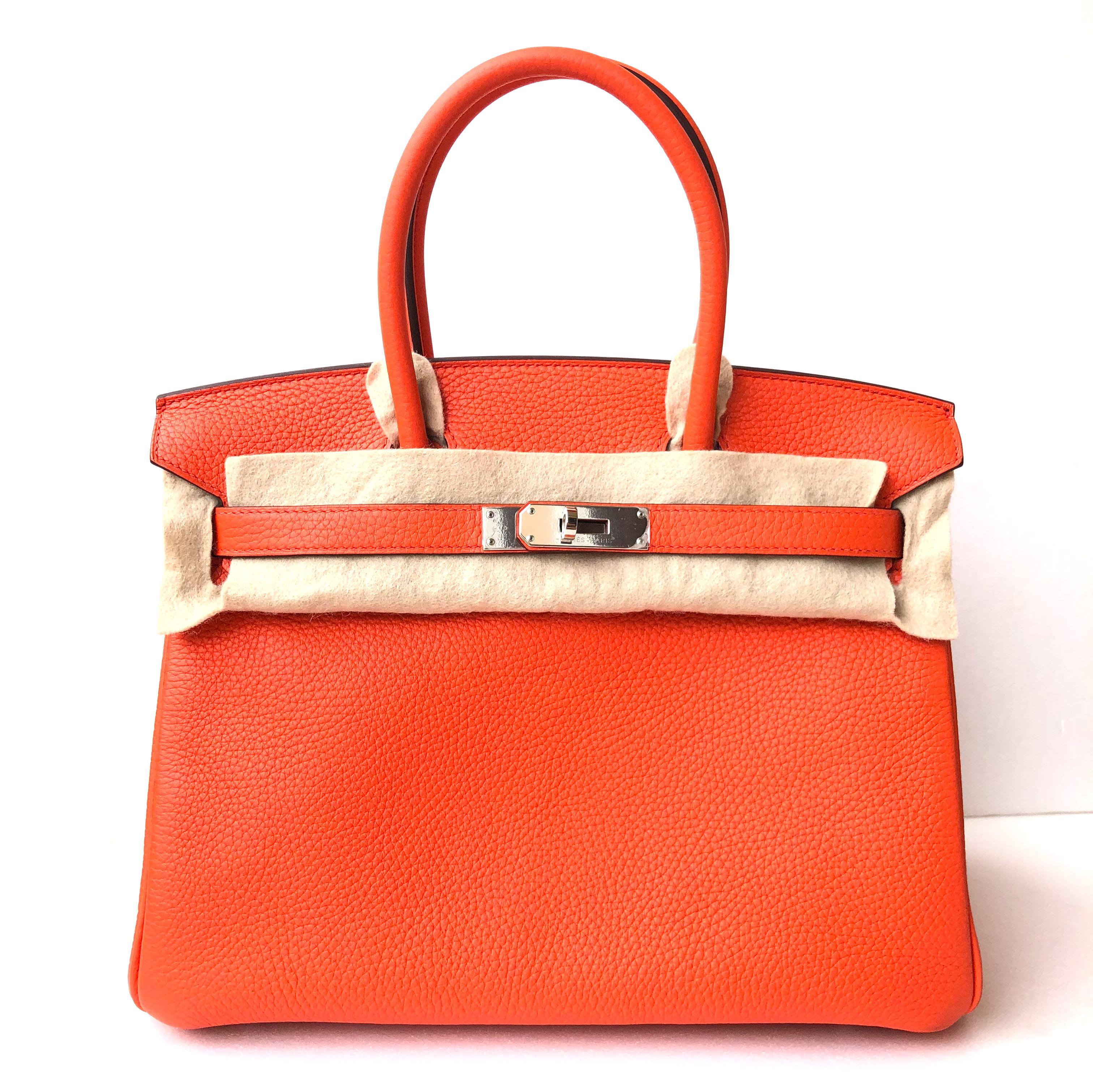 Hermès Birkin 30 Taurillon Clemence Orange Poppy / Blush
