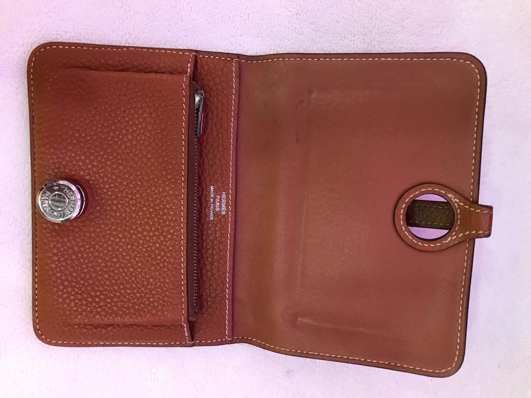 HERMES Evercolor Dogon Compact Wallet Toffee 462585