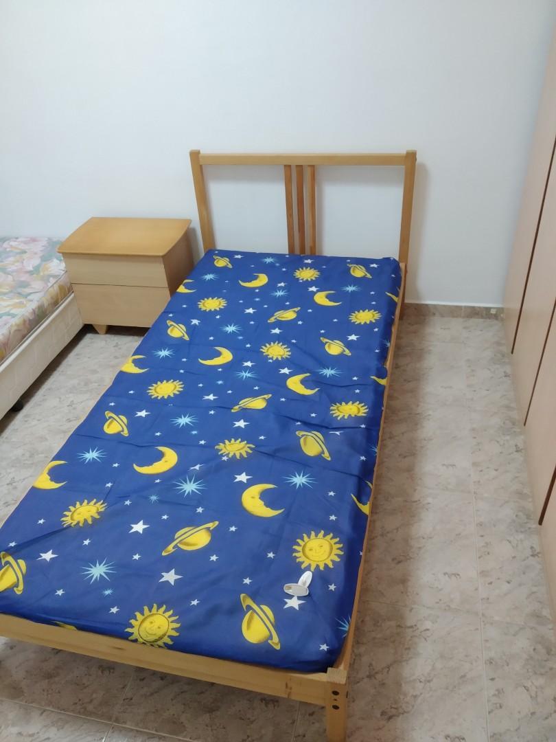 Ikea bed frame with mattress, Furniture & Home Living, Furniture, Bed