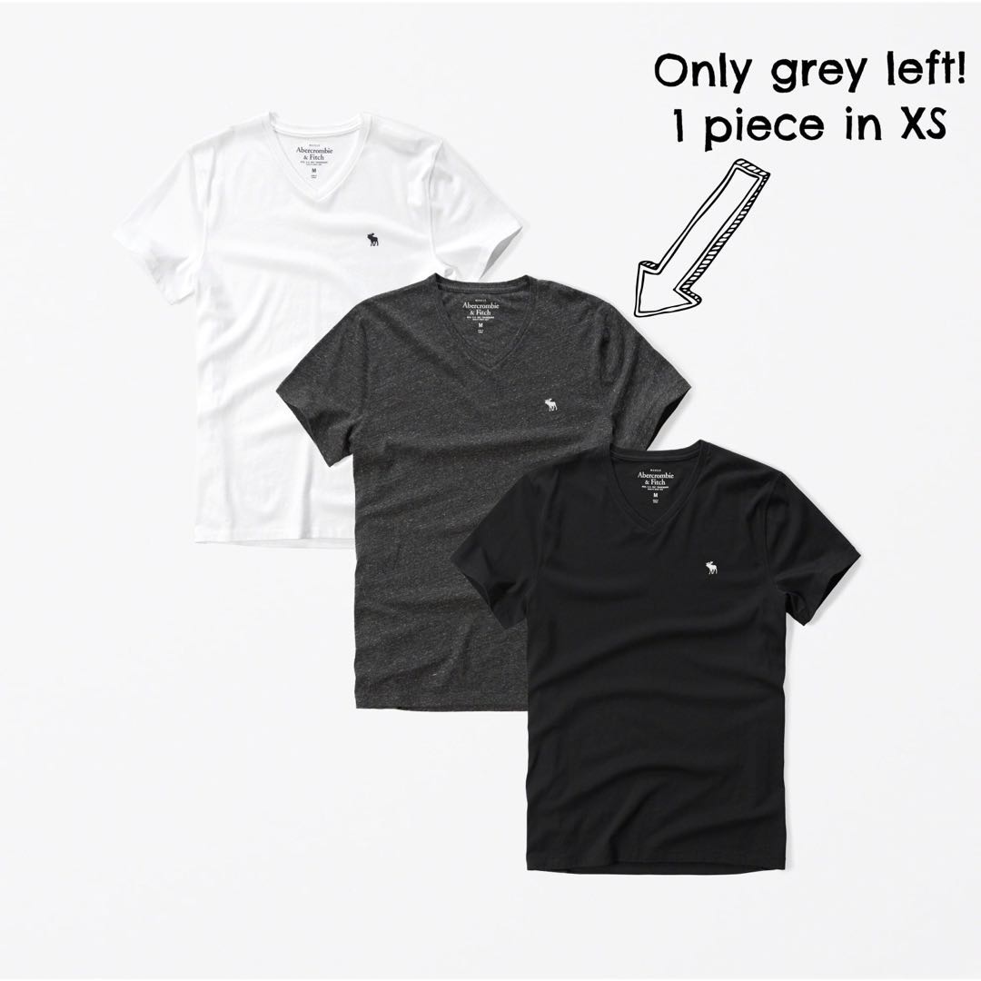 March Sale Abercrombie Fitch Icon V Neck Tee Grey