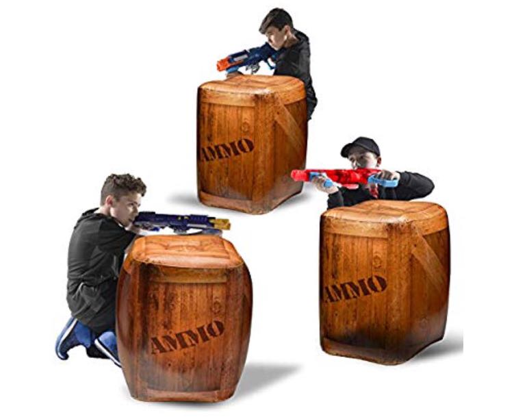 NERF bunkr inflatable battle zone WOODEN CRATE (set of 3), Hobbies