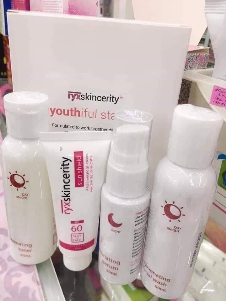 RYX Rejuv (Category: Face Care) located in Pasig City. Submitted by leeeeexx (Listing ID 218633231, Image 1). Description: ✔️RyxSkincerity BeYOUTHiful Starter Kit - Rejuvinating Set is for all - Men & Women! 💖 👉This kit is a must try! ✨ 🔖P450 only! 📜 Ryx skincerity Rejuvinating set ☺️ ☝️ So how Ryx Skincerity different from other Rejuvenating Set in the Market ?? ☺️ ✍️ Instead of using Kojic Soap .. RYX has milk based Foam Wash which is gentl