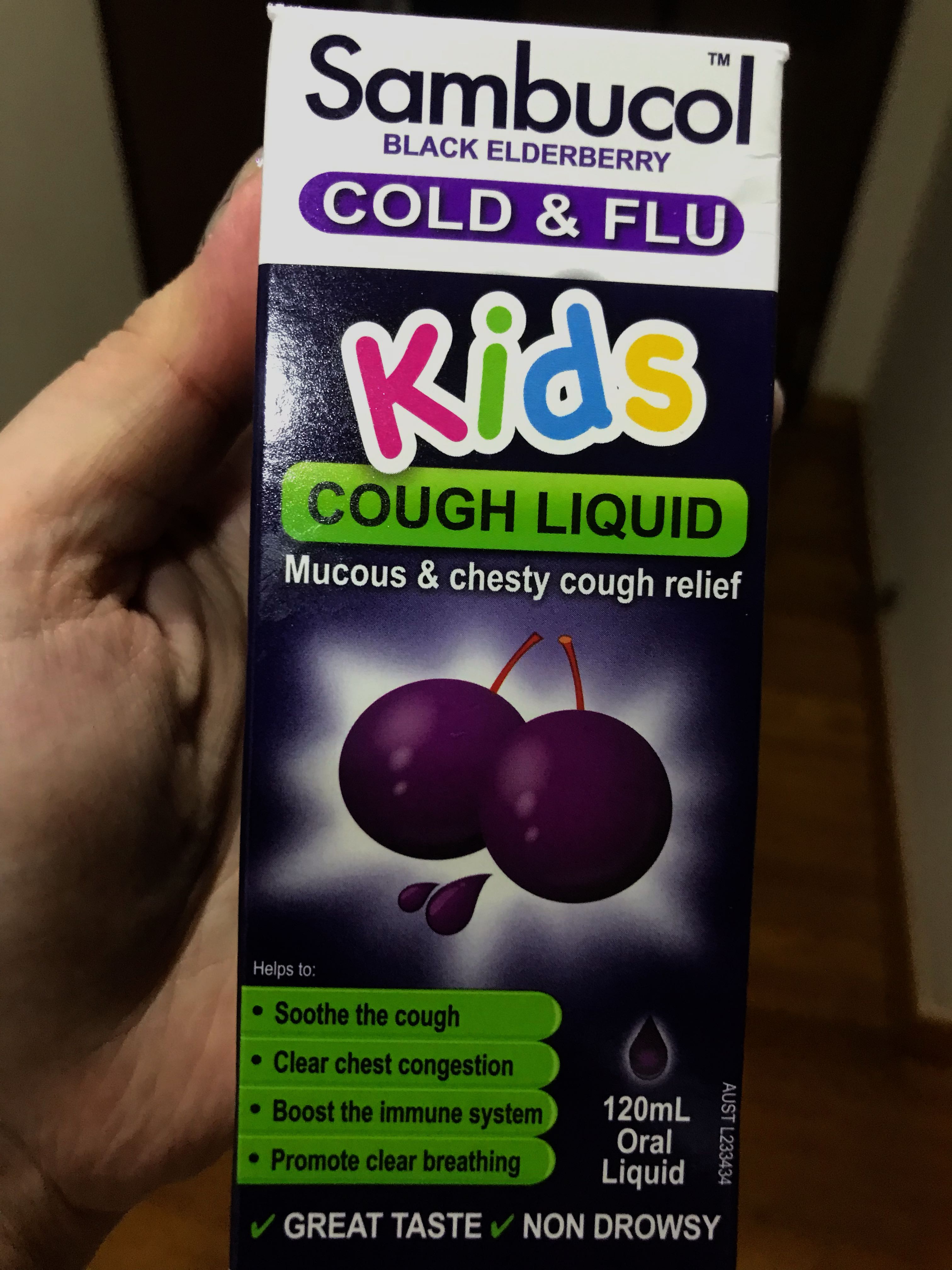 Sambucol Cough Liquid Mucous & chesty cough relief, Babies & Kids