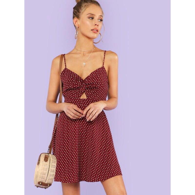 shein red polka dot dress
