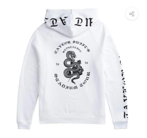 White tour hoodie with snake top design