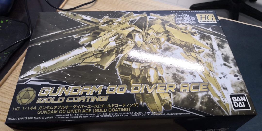 1 144 Hg Gundam 00 Diver Ace Gold Coating Toys Games Bricks Figurines On Carousell