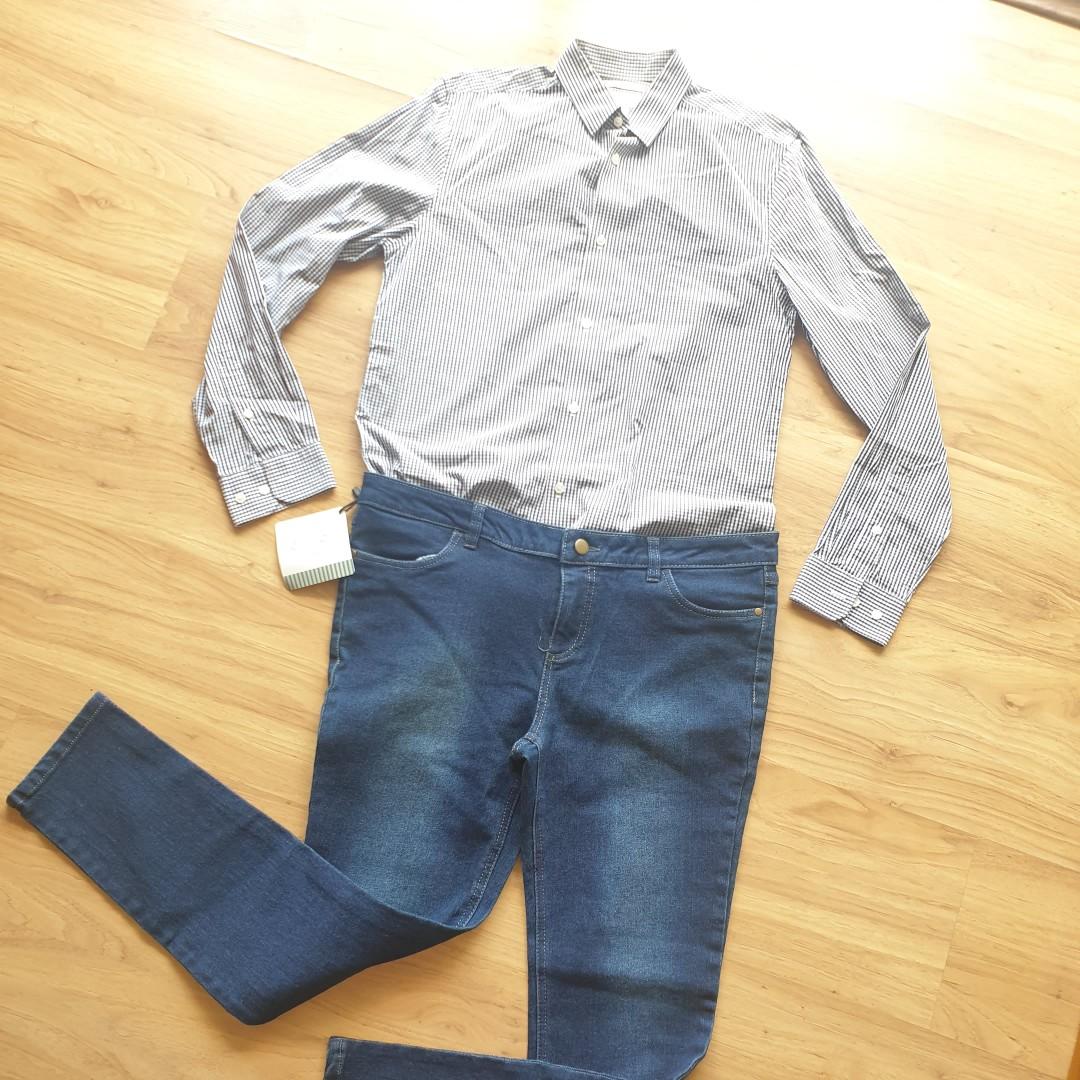 black polo shirt blue jeans