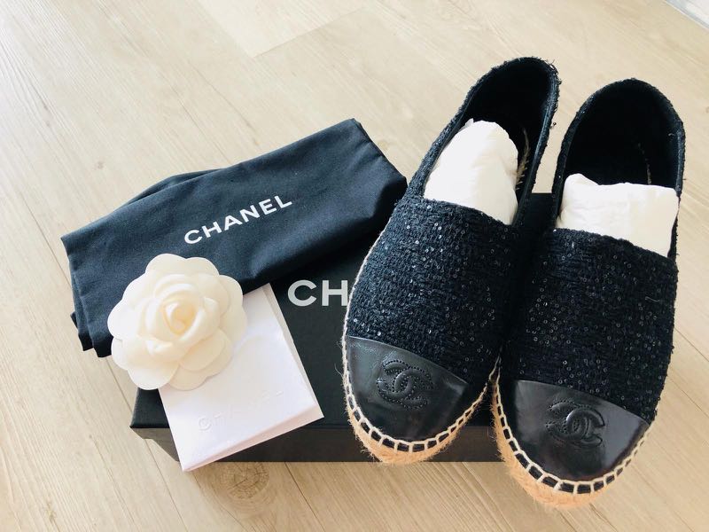 Chanel Espadrilles Tweed / Pat Goa Black Size 38, Luxury, Sneakers &  Footwear on Carousell