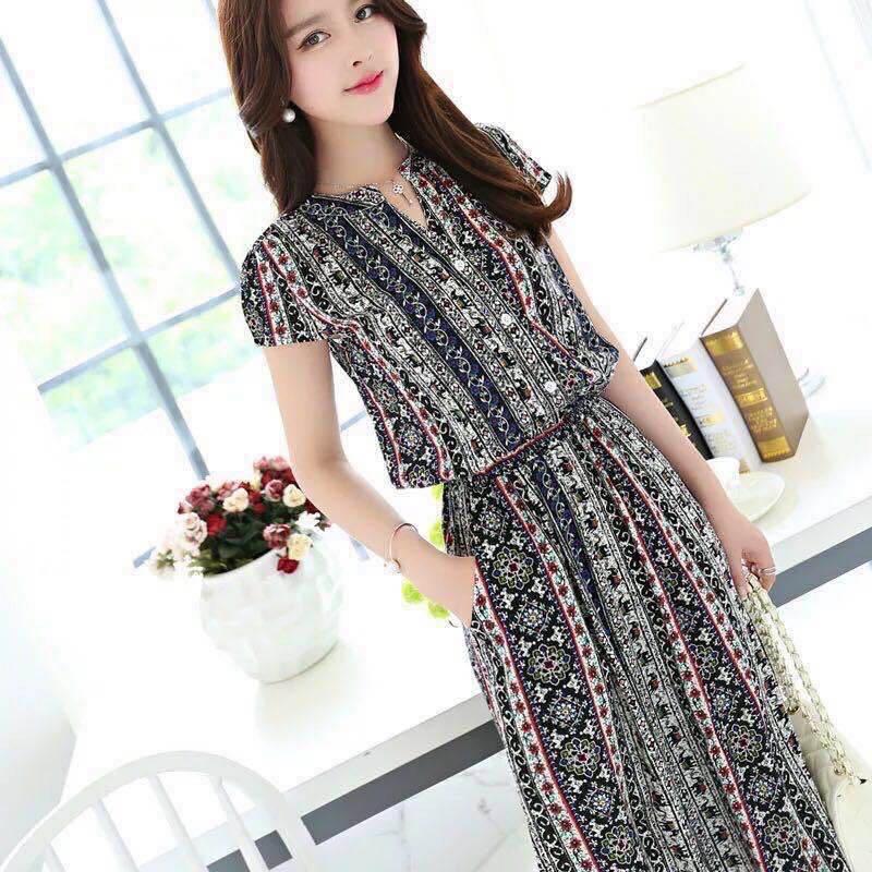 Chinese collar style maxi dress on Carousell