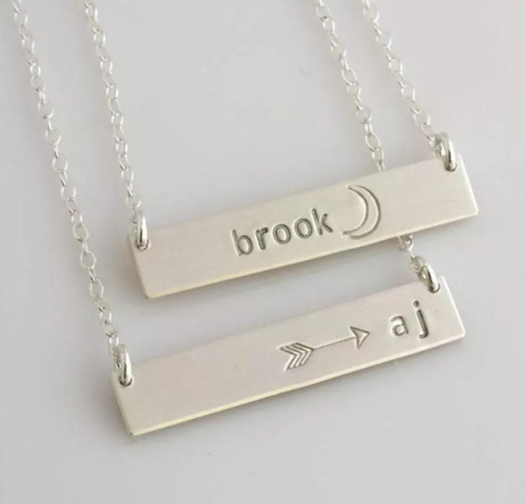 Custom Bar Engraved Necklace Boho jewelry for friendship