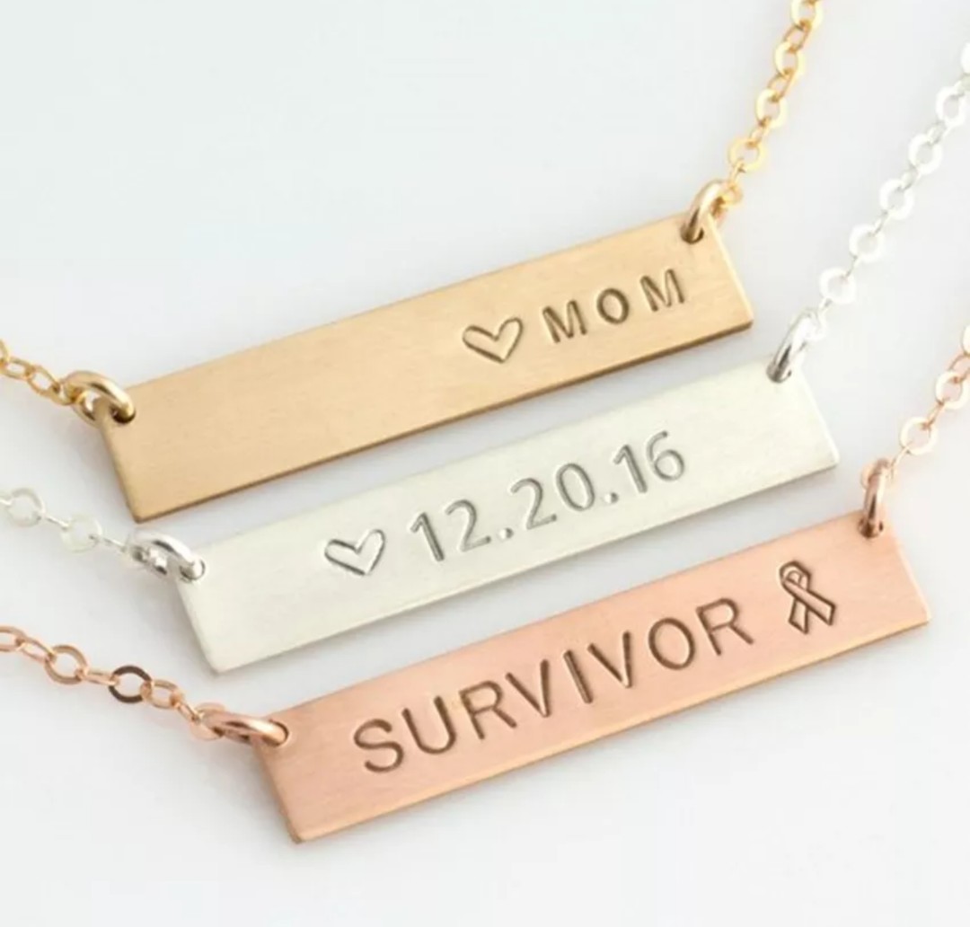 Custom Bar Engraved Necklace Boho jewelry for friendship necklace