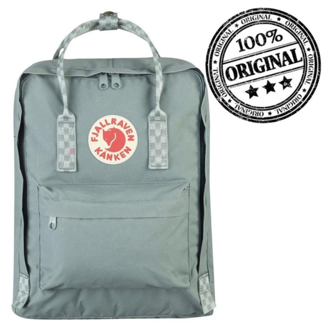 Frost green checkered kanken best sale