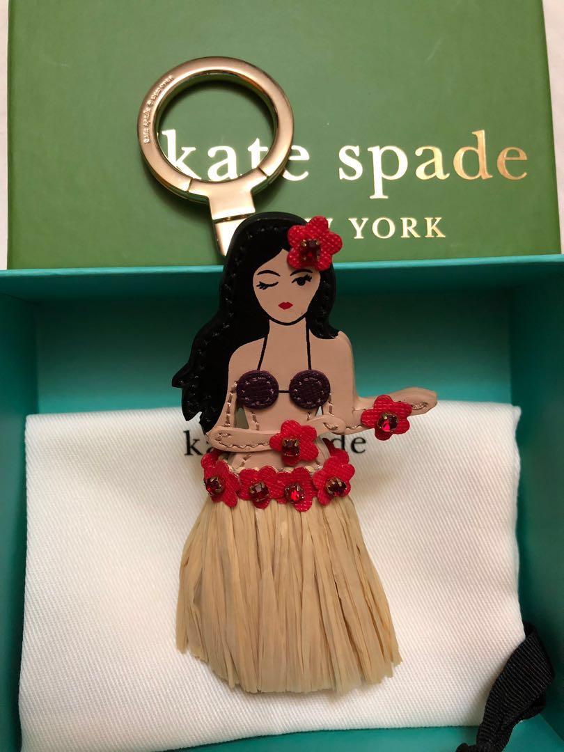 For fast deal BNIB Kate Spade Hawaiian girl key ring bag charm