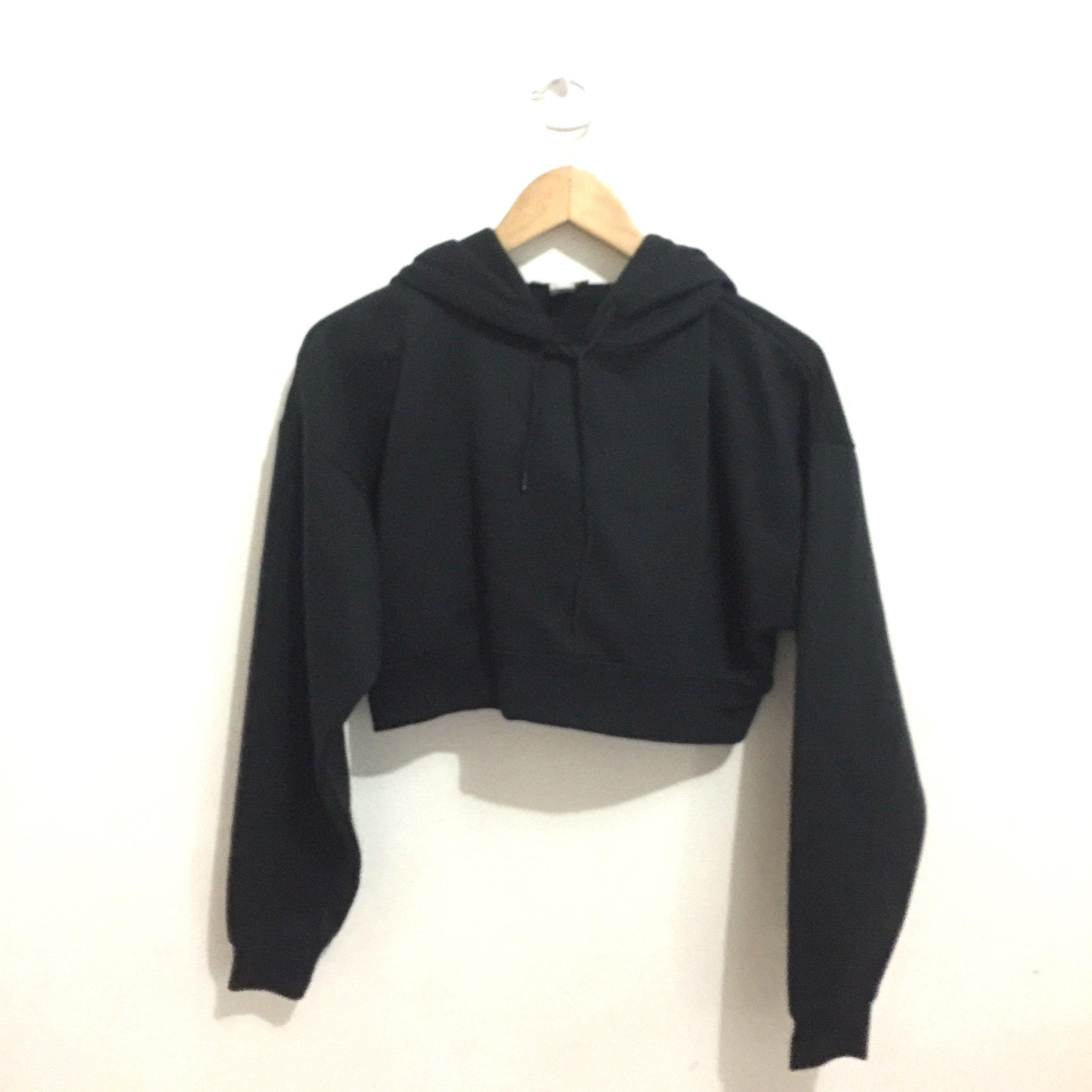 Forever 21 black cropped hoodie hot sale